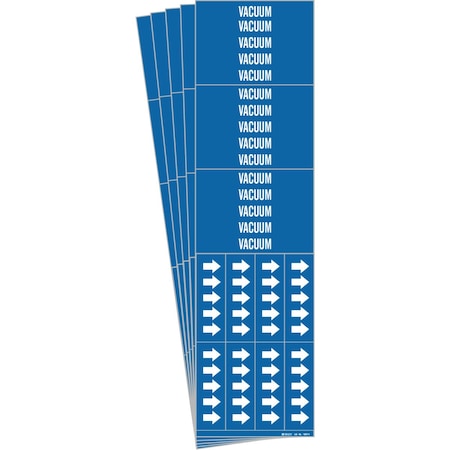 Brady VACUUM Pipe Marker Style 3C with Arrows White on Blue 3 per Card, 5 PK 105814-PK